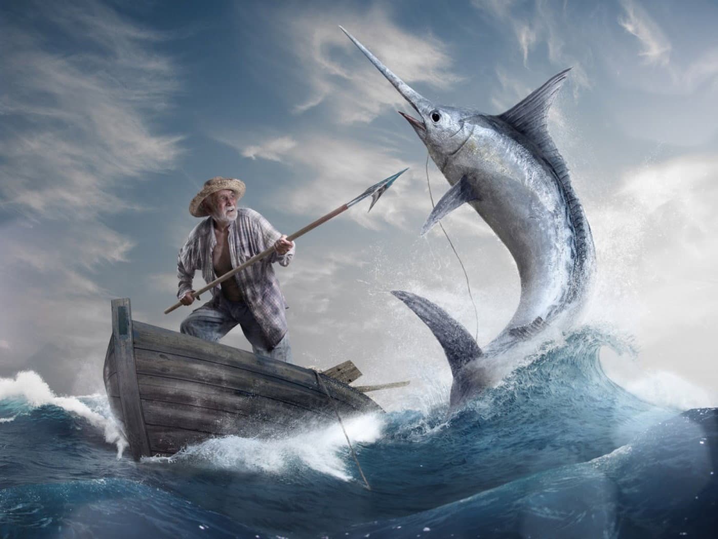 Portada de The Lone Fisherman and the Great Sea
